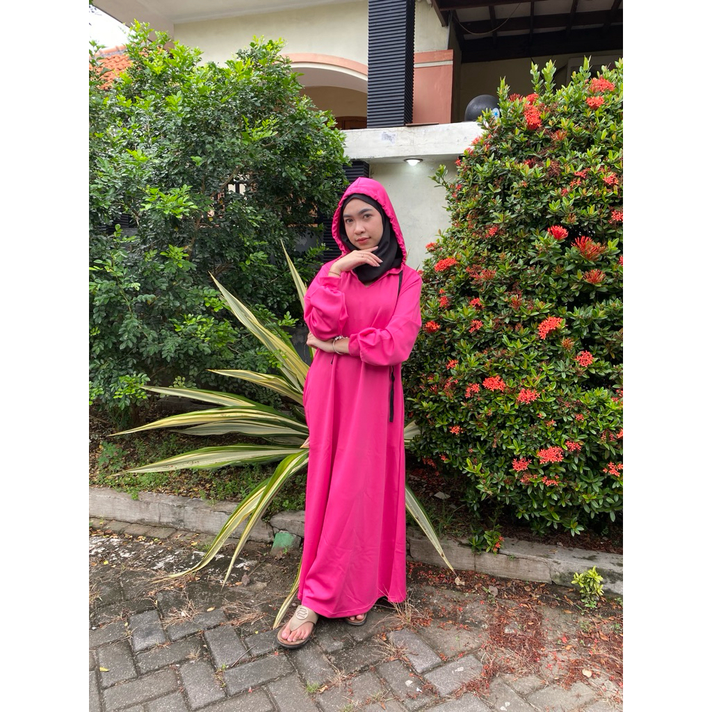 Gamis Kaos Hoodie Jumbo Casual Polos / Daster Jersey Panjang Sporty Kekinian Lengan Manset
