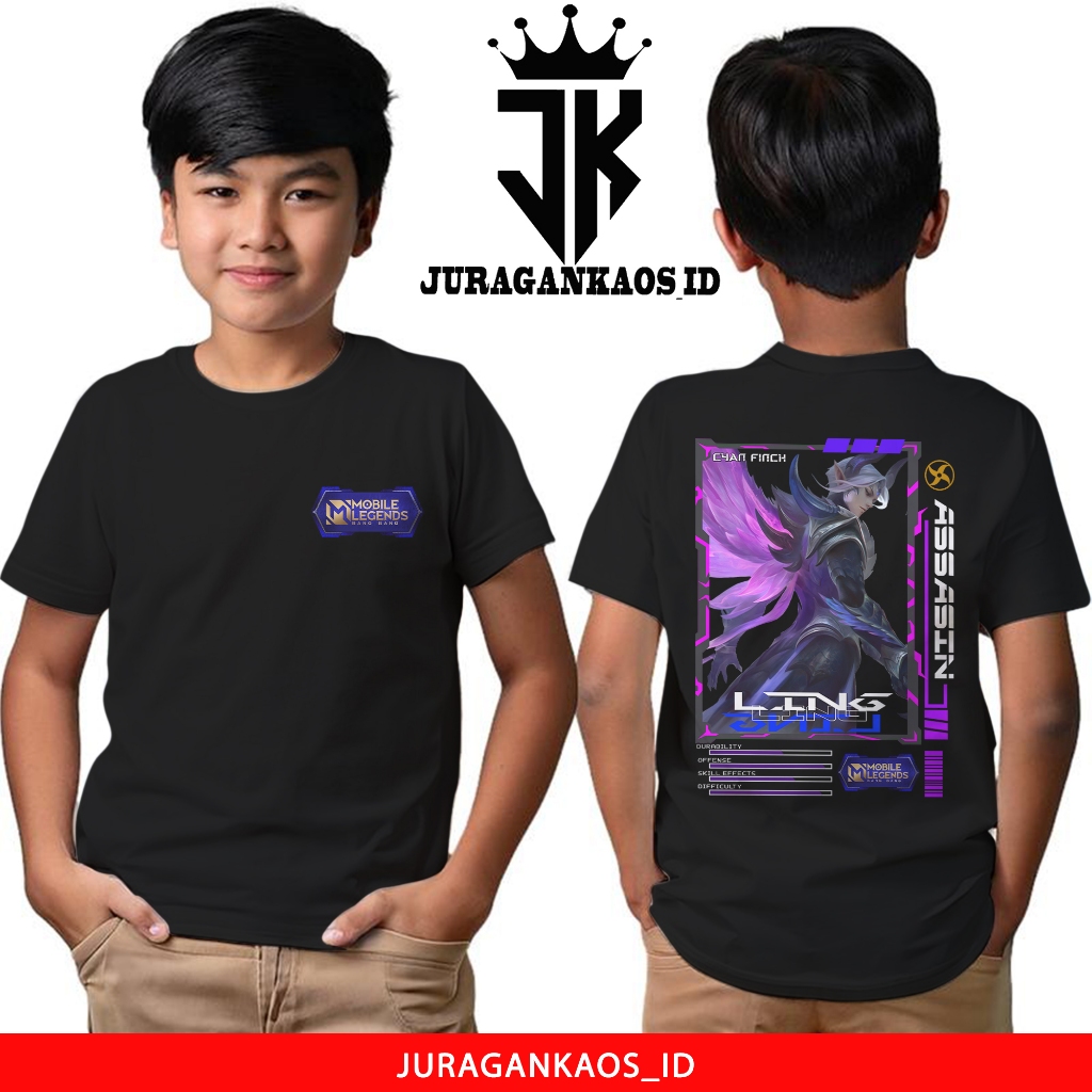 JuraganKaos Anak Motif Mobile Legend Ling Night Shade Baru - Kaos Anak Usia 1 Tahun Sampai 12 Tahun 