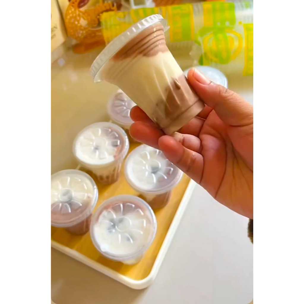 Gelas Plastik 120 ml + tutup Es krim Jagung Jasuke Puding Jelly Ice cream Cup Ulir 120ml @50pcs