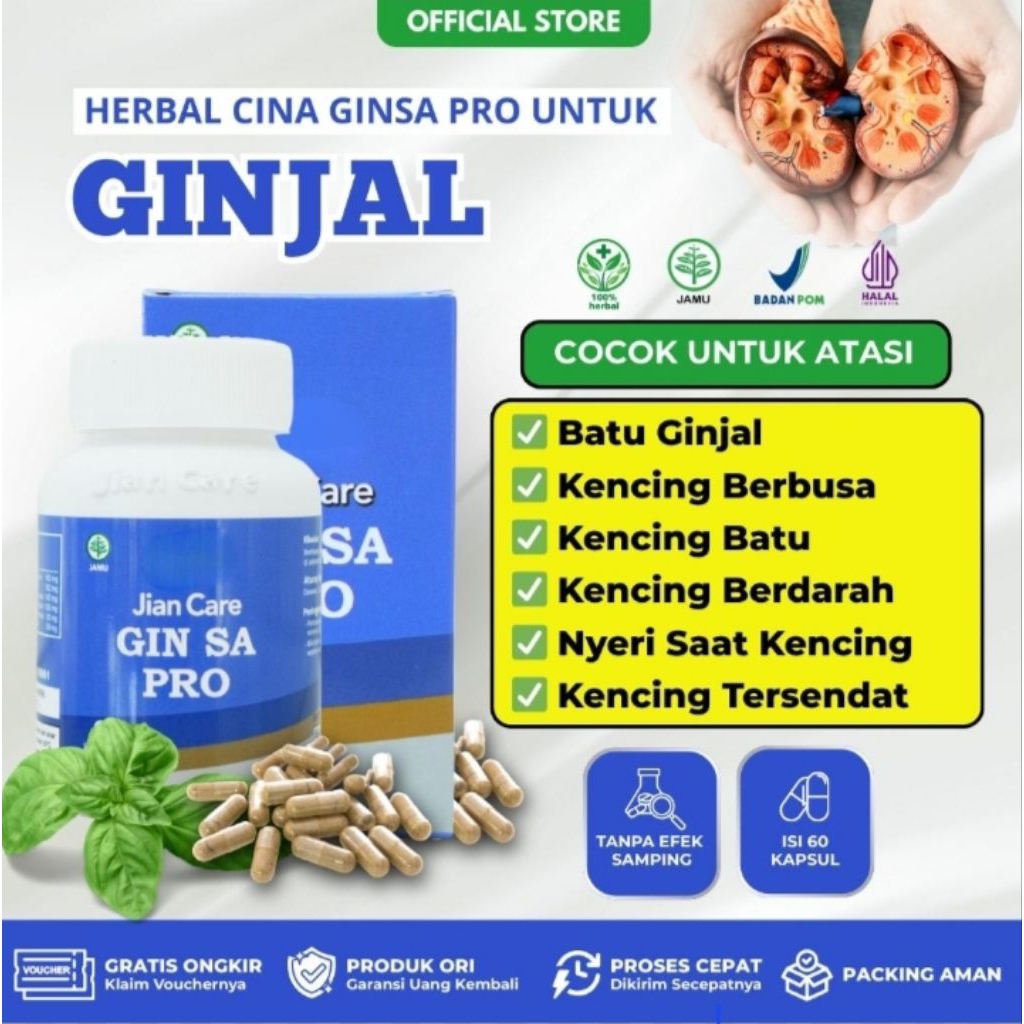 Jian Care Ginsa Pro - Obat Cina Herbal Untuk Meredakan Batu Ginjal Dan Menjaga Kesehatan Ginjal