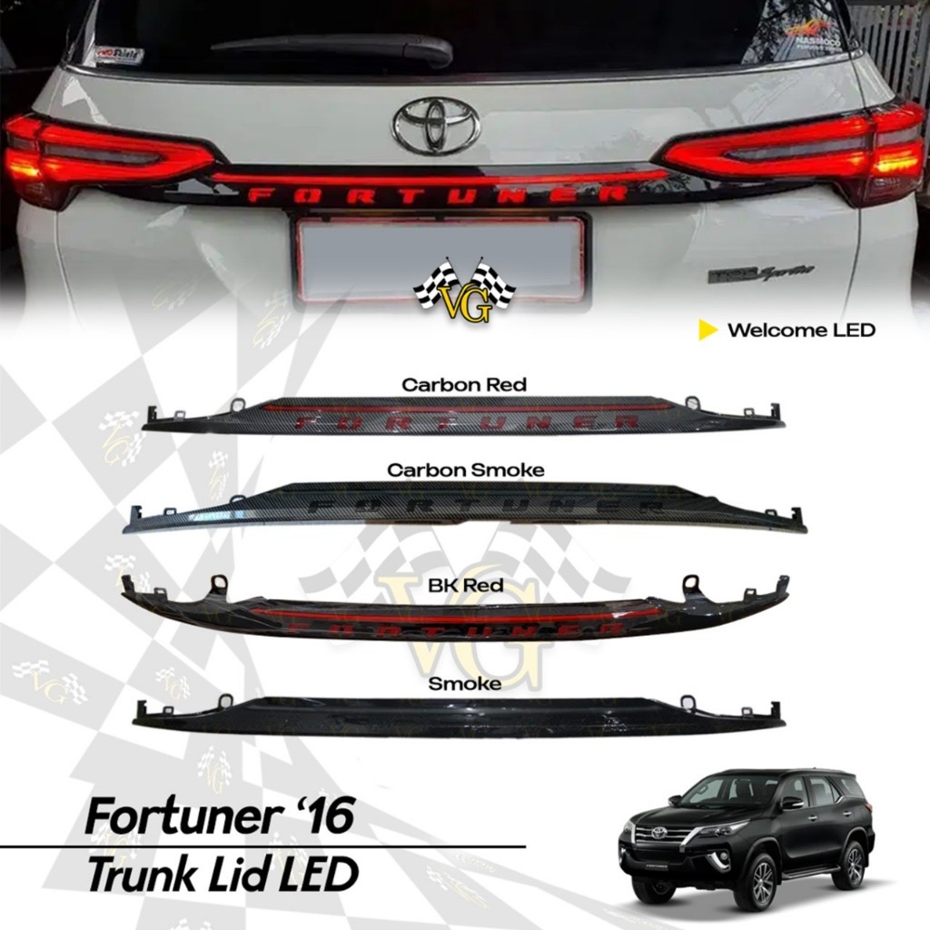 Trunklid Fortuner 2016 - 2025 Carbon Smoke LED Lampu Bagasi Trunklip Fortuner VRZ RGB Matrix