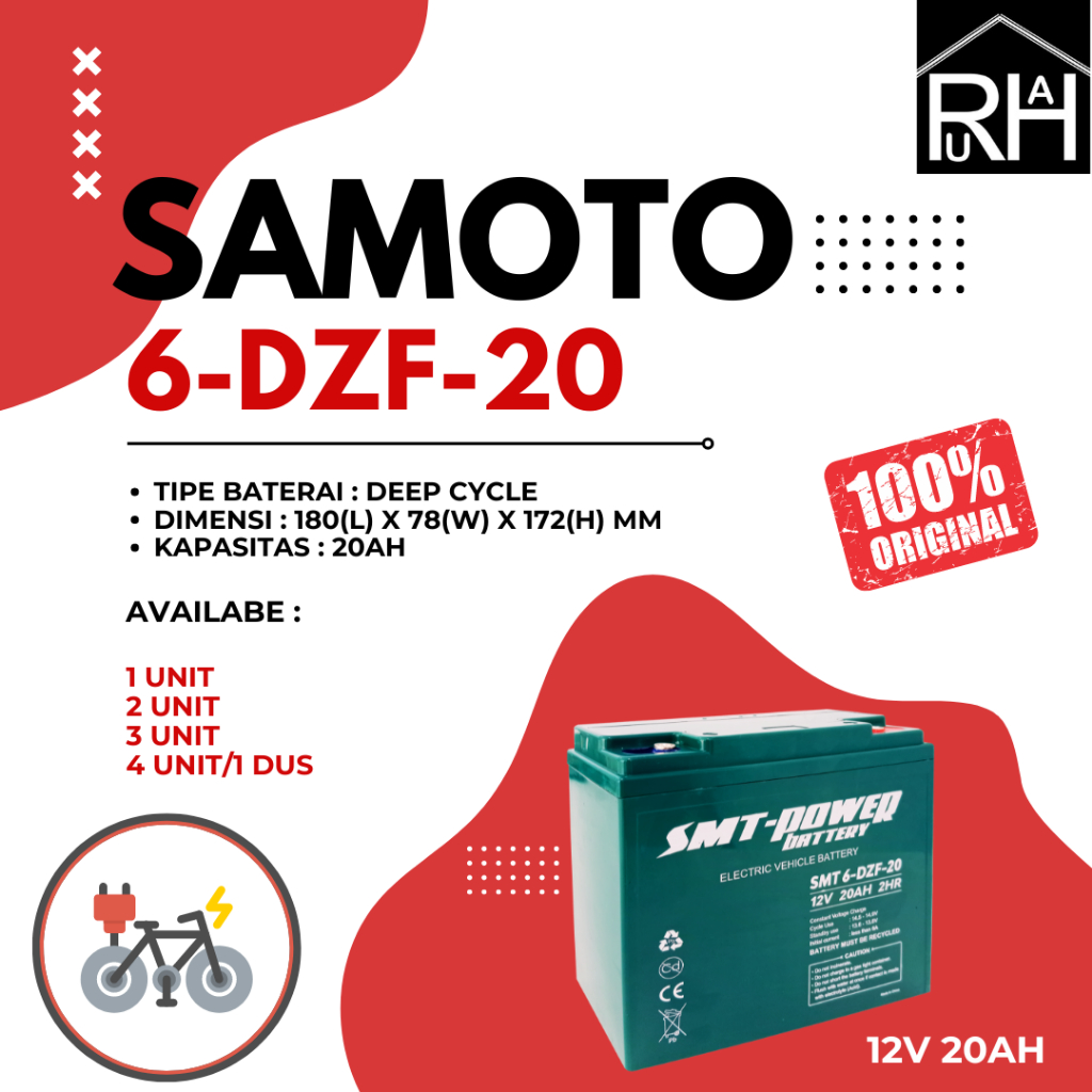 3 DUS 12 UNIT Baterai SMTPower 6DZF20 12V 20AH 2HR Battery Original Garansi Resmi 1 Tahun