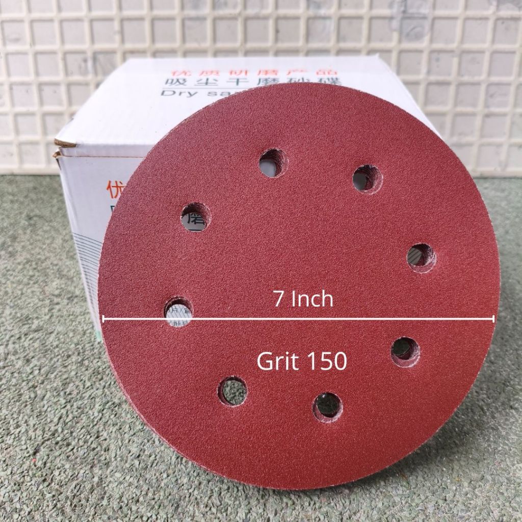 Amplas Bulat 7 Inch 1 Box Amplas tempel Velcro Lubang