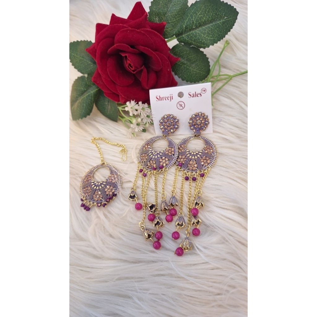 Anting set Tika ungu