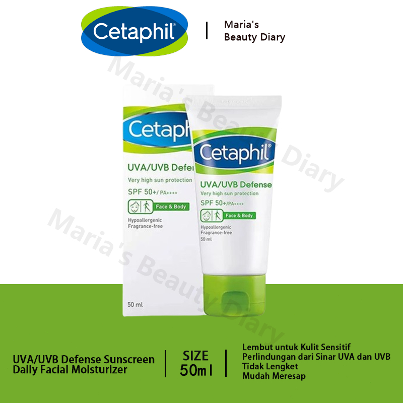 Cetaphil UVA/UVB Defense sunscreen SPF50+ PA++++ 50ml / Sunblock untuk Perawatan Wajah