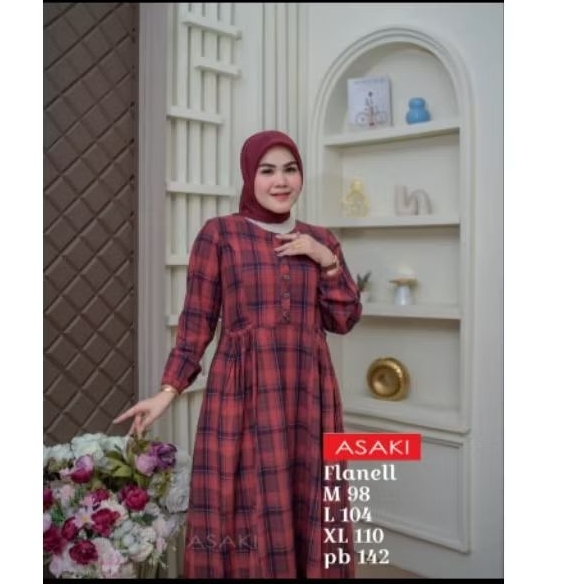 Gamis asaki flanel import original - M