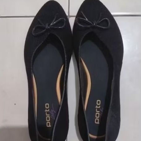 flat shoes kain warna hitam porto
