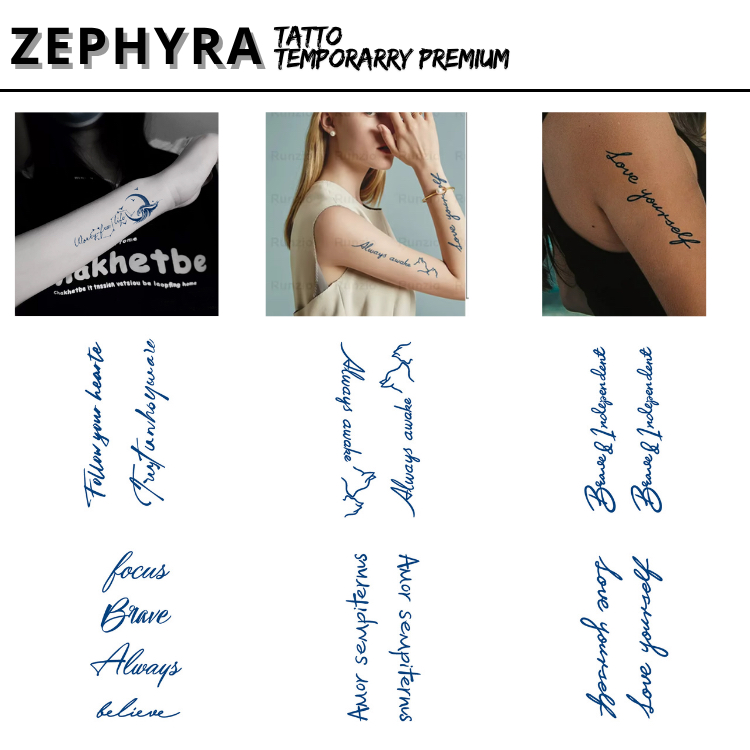 Tato Temporer Tulisan Kecil Aesthetic || Tatto Fruit ink Tahan Air Tato Tahan Lama Tato Tangan