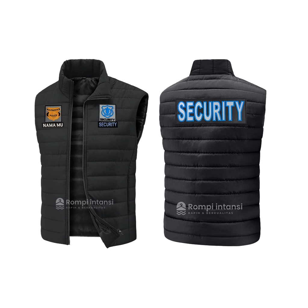ROMPI SECURITY BORDIR GELEMBUNG | VEST PUFFER SECURITY BORDIR | ROMPI GELEMBUNG SECURITY BORDIR BERI