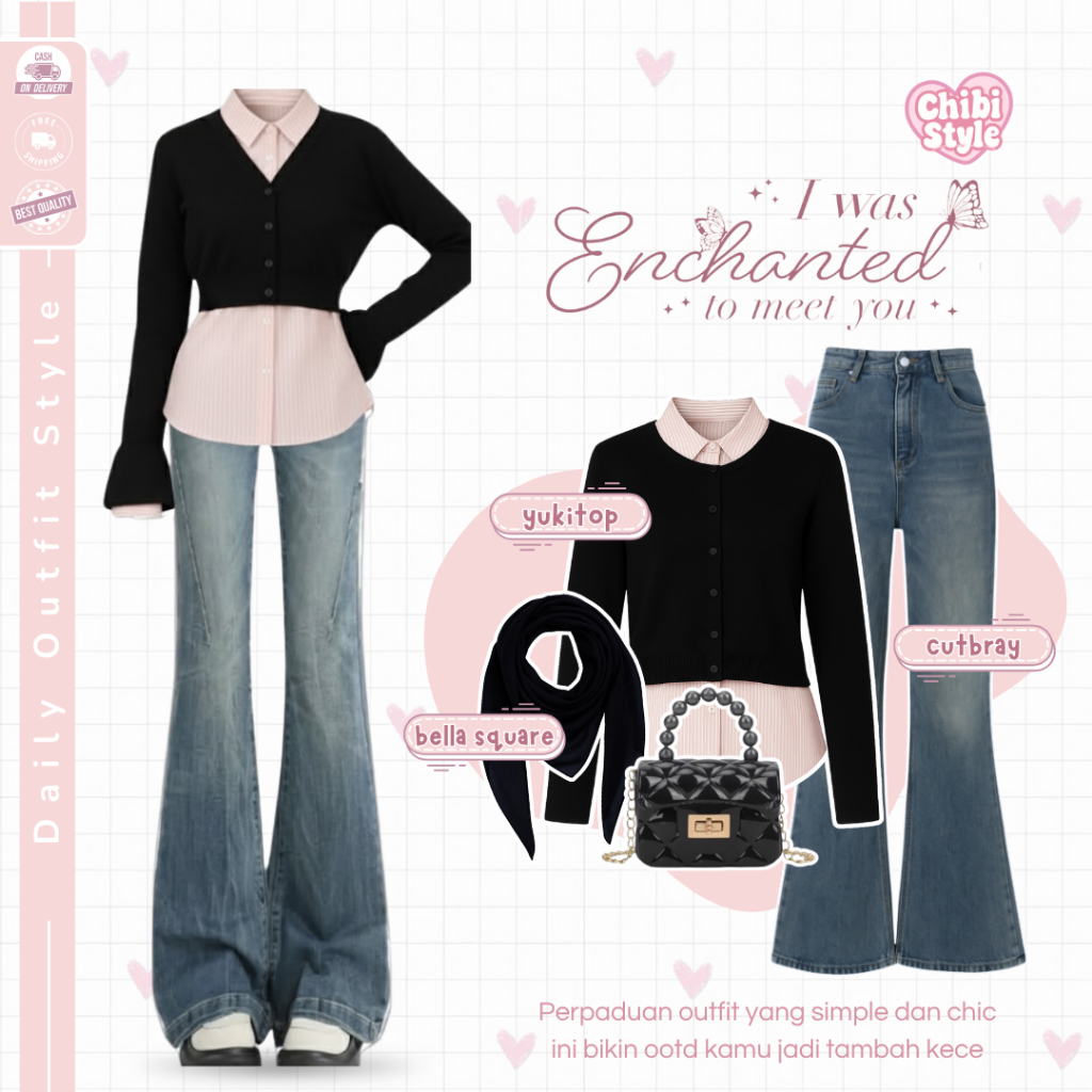 LAGI VIRAL Outfit Skena Cewek Hijab ( Tas +Hijab + Kemeja Wispie + Celana ) Clean Outfit Wanita Eleg