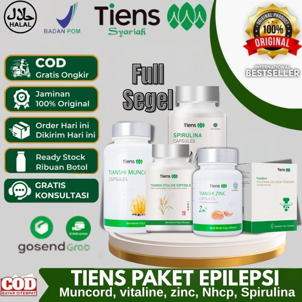 Tiens Fitofarmaka Epilepsi & Saraf Otak | Zinc Spirulina Calcium Muncord Vitaline Halal BPOM