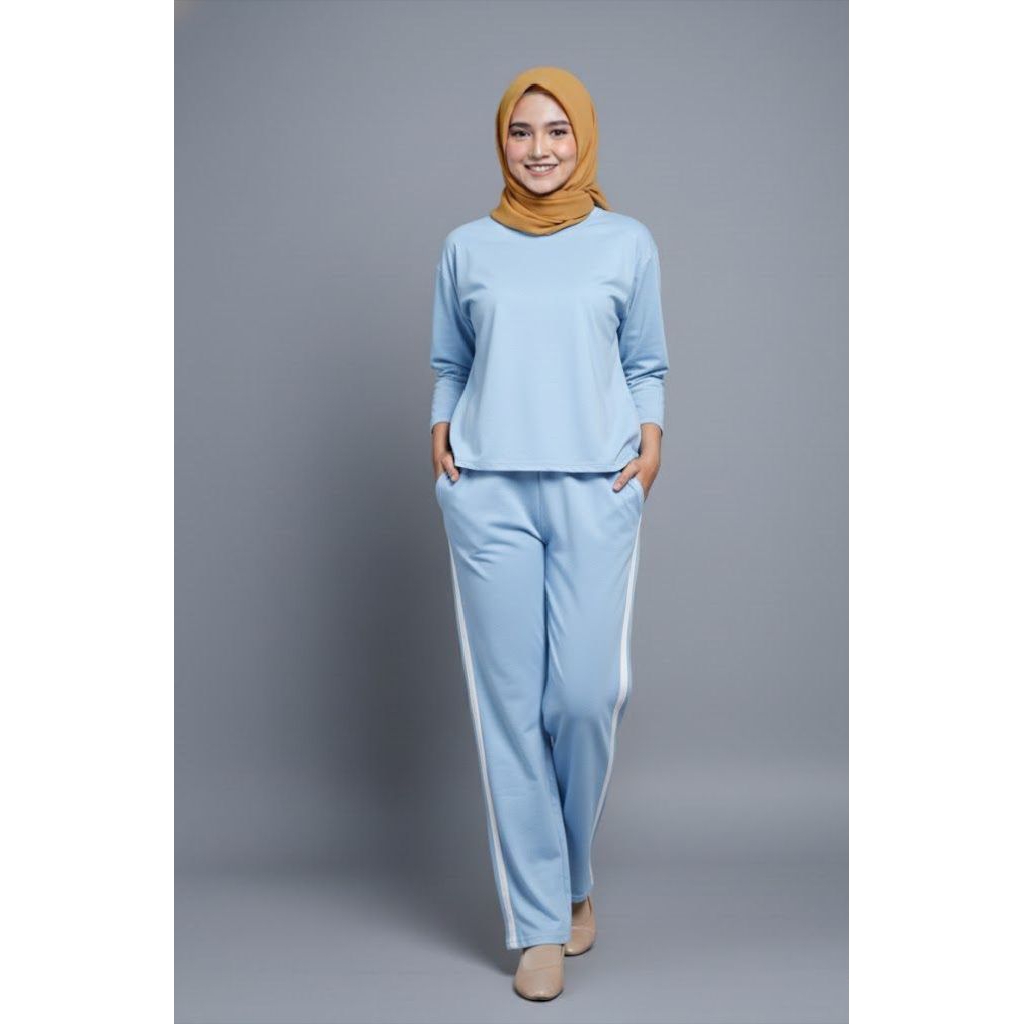 setelan set olahraga trening hijab viral kekinian ootd senam joging kaos premium jumbo super Jumbo x