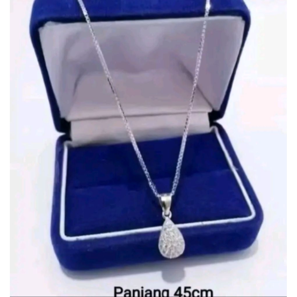 set perhiasan wanita titanium silver set perhiasan wanita