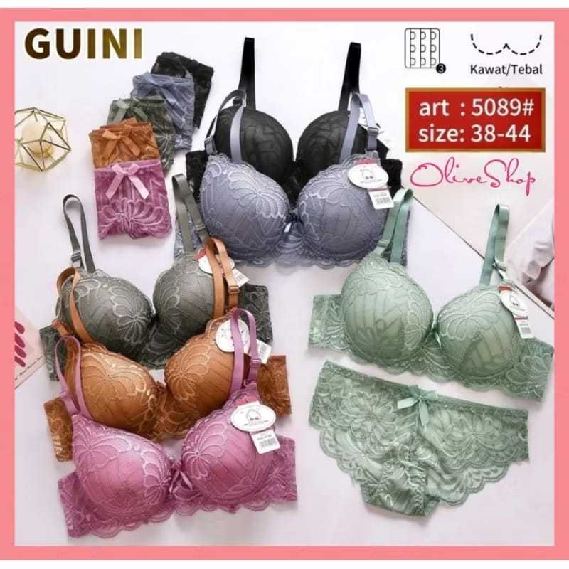 Set Bra + Cd Guini 5089 Busa Tebal Pakai Kawat Cup Besar