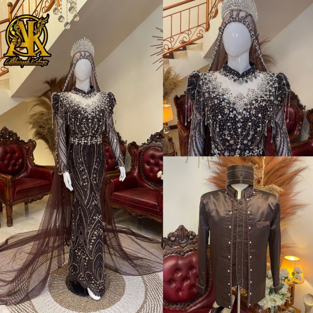 Couple slim dress luxury full payet mewah