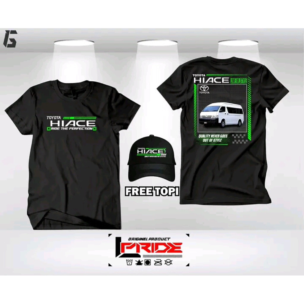 Kaos Toyota Hiace Free topi // Baju Hiace Cotton Combad 24s