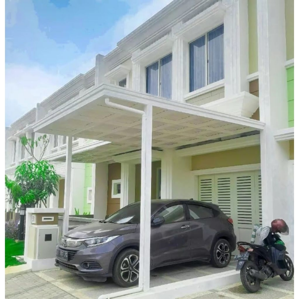 kanopi atap alderon upvc dobel layer rangka hollow galvanis