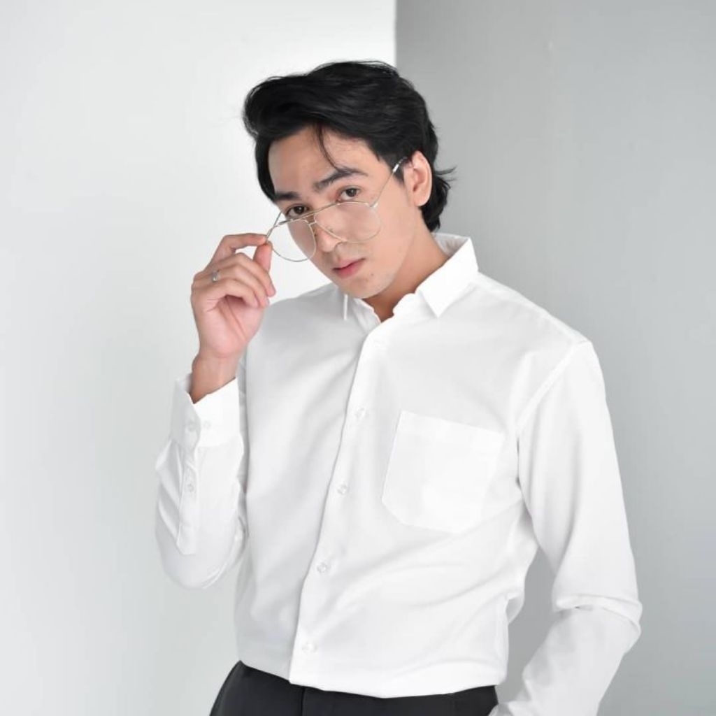 Kemeja Putih Polos | Kemeja Formal Pria | Kemeja Putih Polos Pria Lengan Panjang