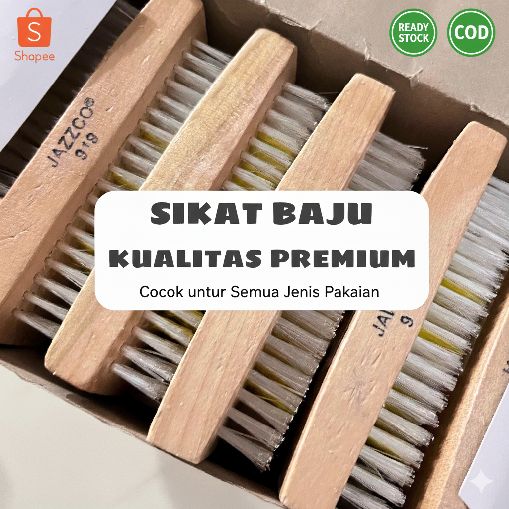 Sikat Pakaian Kayu [PREMIUM QUALITY] | Sikat Cuci Baju Celana Sepatu | Bulu Sikat Kuat Tidak Merusak