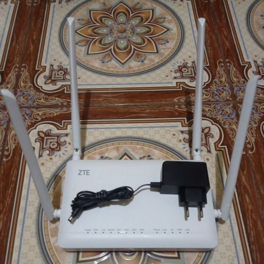 ONT ONU MODEM ROUTER ZTE F6600P PREMIUM 4 ANTENA WIFI 6 DUAL BAND PORT BIRU + ADAPTOR