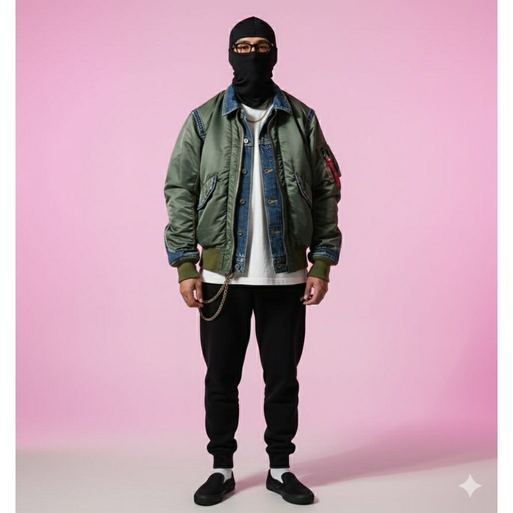 Avirex Disstressed Jeans Vintage ma1 jacket lepas kolpri