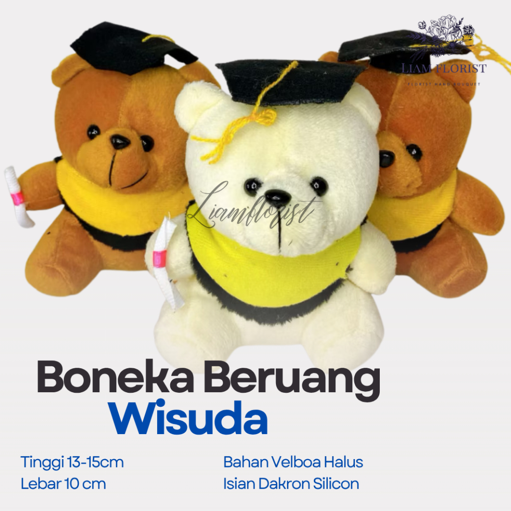 Boneka Beruang Bear Wisuda 15 cm / Boneka Wisuda / Boneka Graduation / Boneka Wisuda / Bouquet / Buc