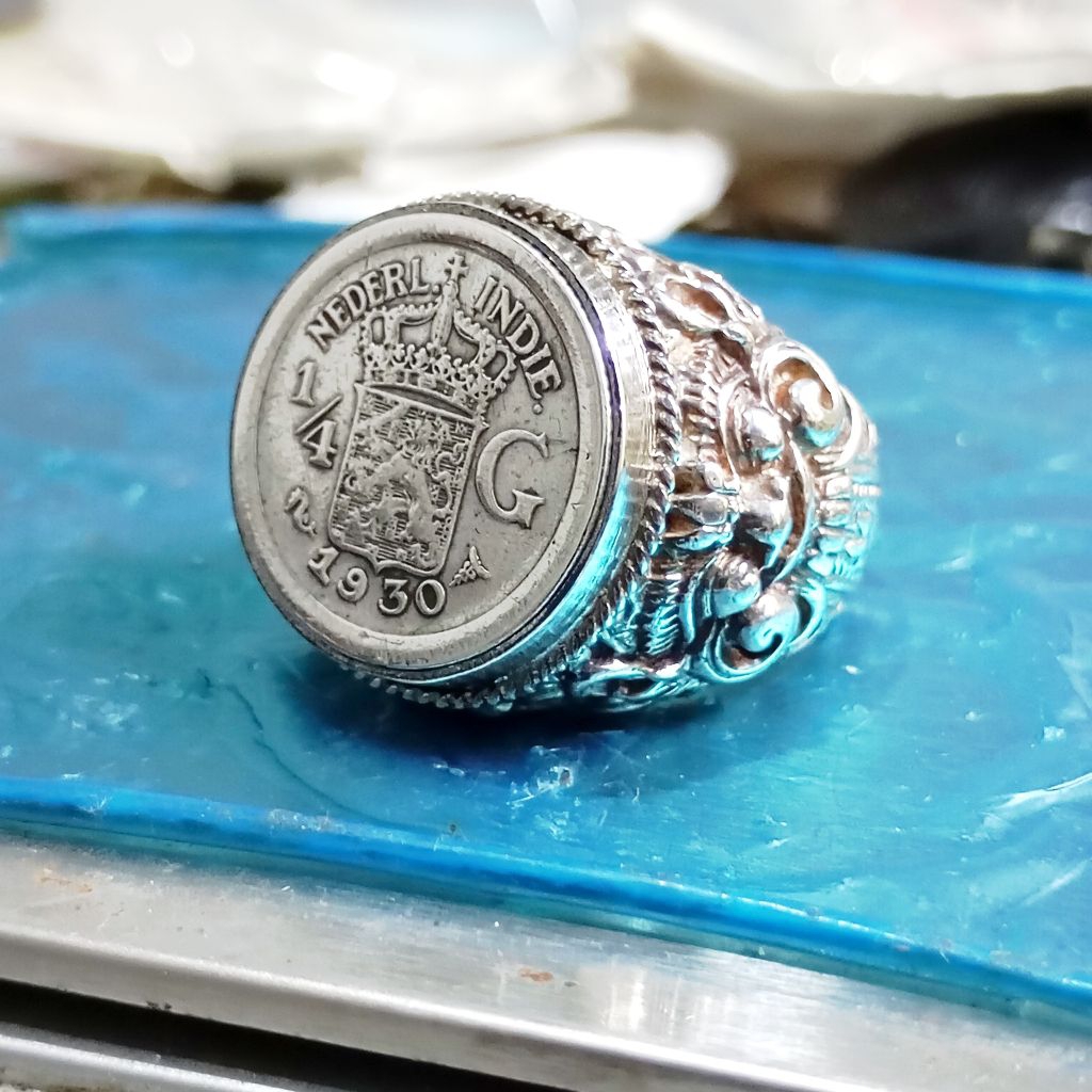 Cincin Coin 1/4 Gulden Ring Perak Silver 925