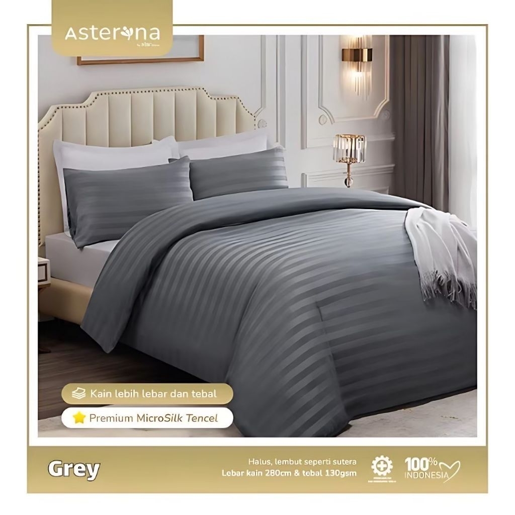 fitted sheet | sprei set only | mixcro tencel pasta salur-grey