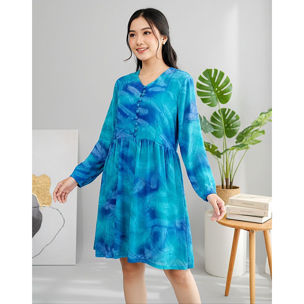 tunik sifon motif timbul preloved