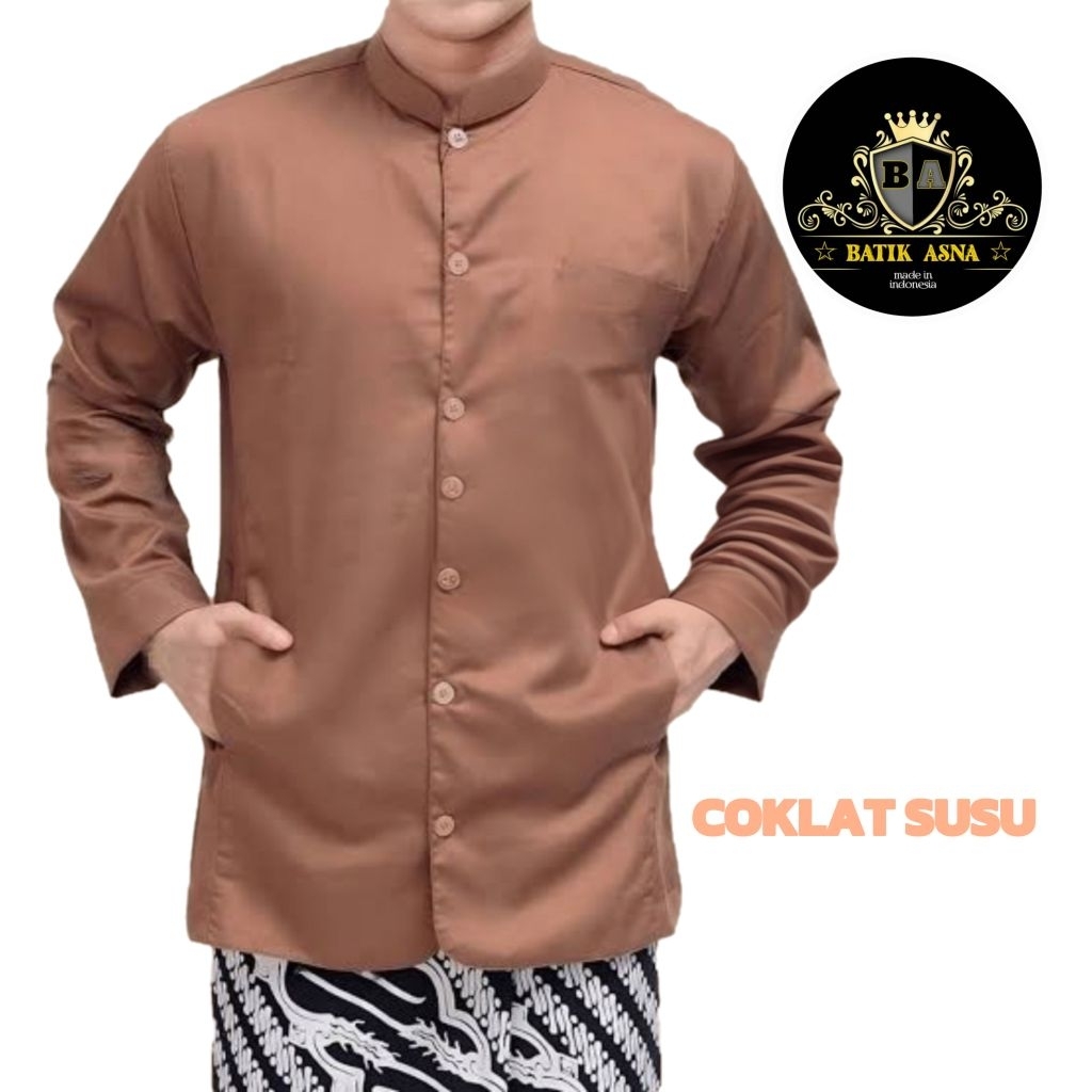 Baju Koko Haibah Lebaran Muslim Lengan Panjang ukuran Dewasa Atasan Bahan Toyobo Baju Koko Pria atau