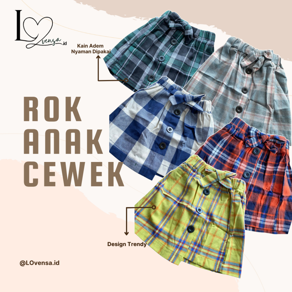 Rok Anak Perempuan / Rok Kotak Flanel Anak Perempuan / Fashion Anak Perempuan 2-4 tahun