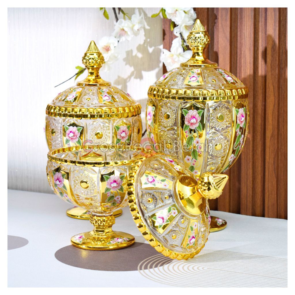 Toples Kaca Gold FIORENZA Set 3 Pcs (ORIGINAL)