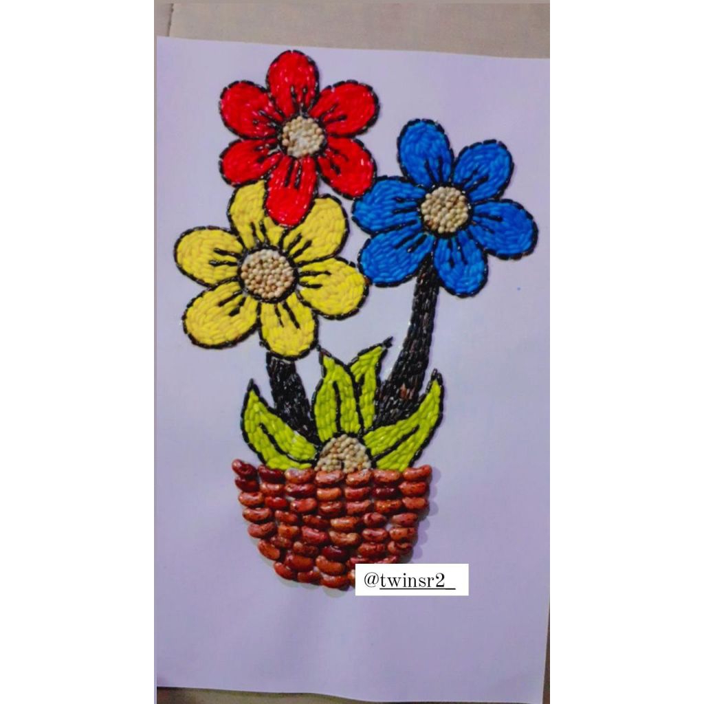 kolase biji bijian bunga murah meriah