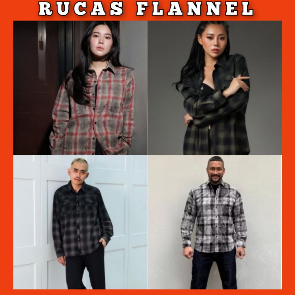 [ORIGINAL] RUCAS RED MARBLE FLANNEL / RUCAS DISTRESSED CAMO FLANNEL GREY / RUCAS GRADATION WASHED