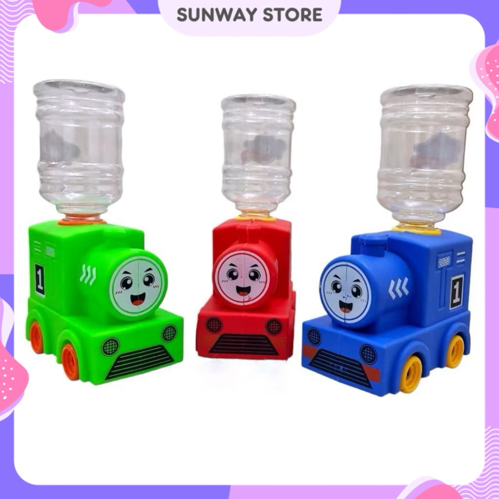 Mainan Dispenser Mini Train Galon Portable Anak Air Minum Karakter / Mainan Dispenser Air Minum Anak Jumbo / Water Dispenser Kereta
