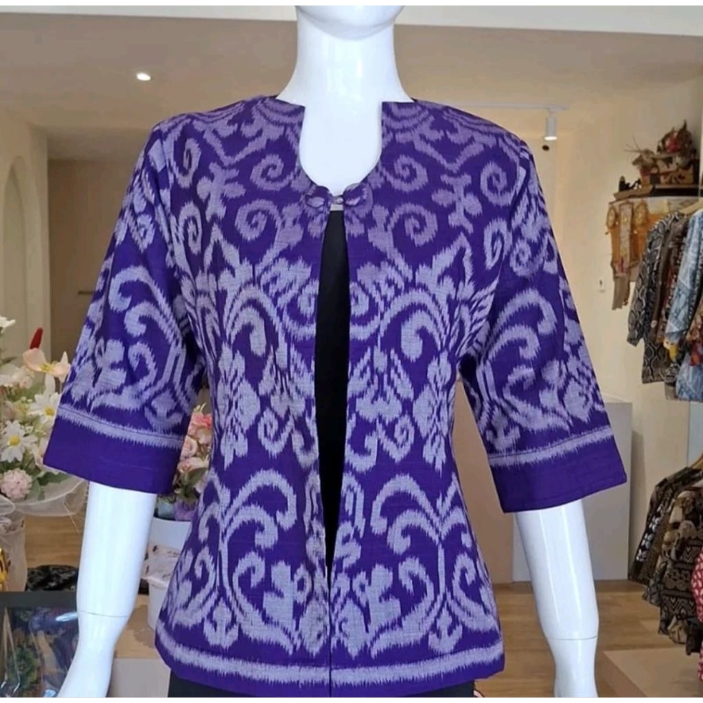 New Arrival Blazer Endek Bali Seragam Kantor - Outer Tenun Endek Kekinian - Baju Tenun Kantor