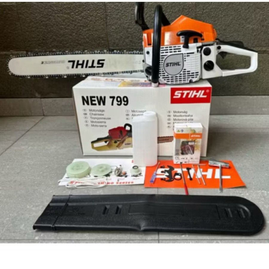 MESIN CHAINSAW STIHL MESIN POTONG KAYU ORIGINAL STIHL NEW 799 ISI LENGKAP, BAR LASER 22" DENGAN RANT