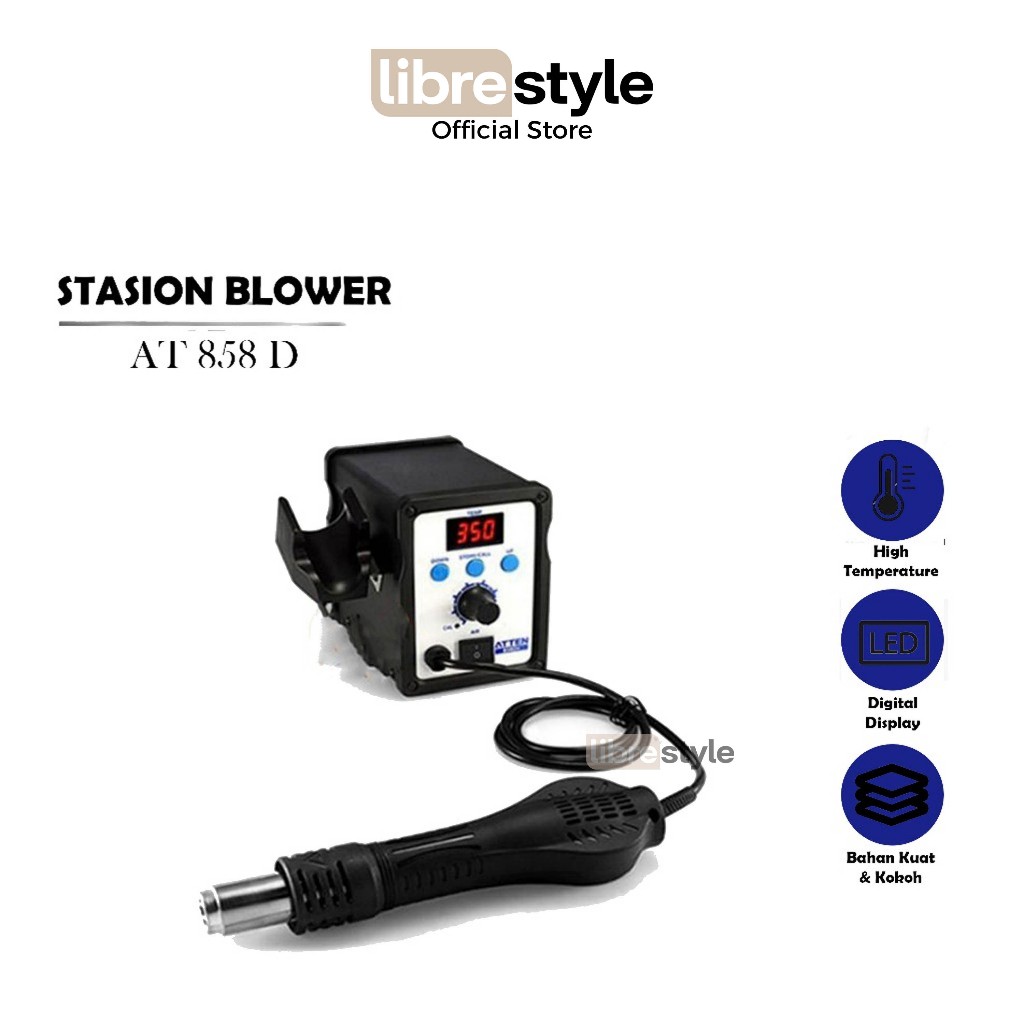 ATTEN AT858D PLUS HOT AIR REWORK STATION ORIGINAL – BLOWER SOLDER UAP GUN UNTUK SERVIS HP / ELEKTRON