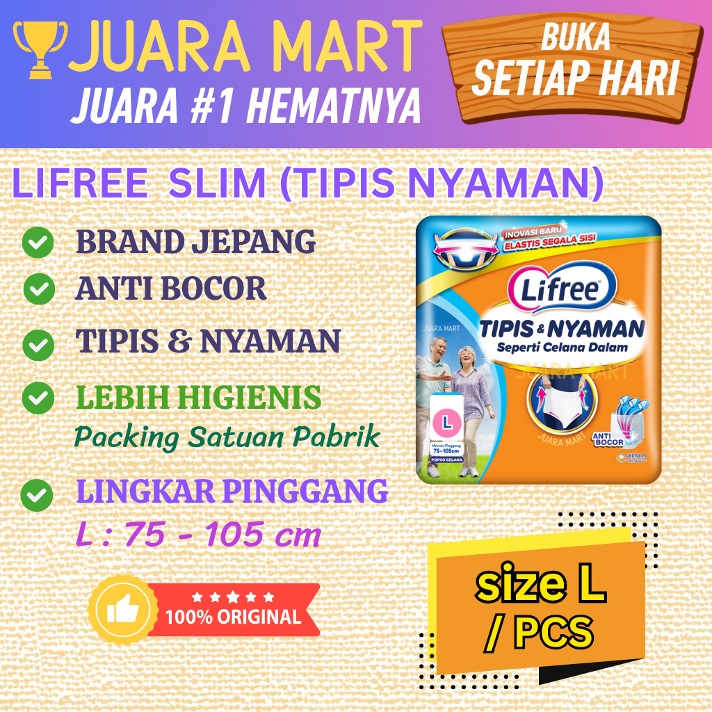 POPOK CELANA DEWASA LANSIA ELASTIS LIFREE UKURAN L