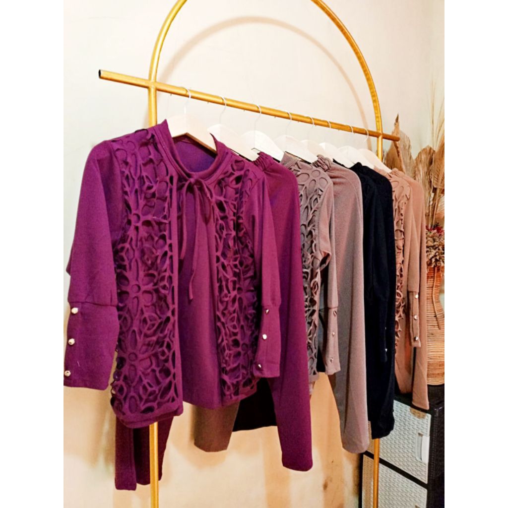 Setelan celana knit mix knit laser Ld 110 - 115 cm pb 70