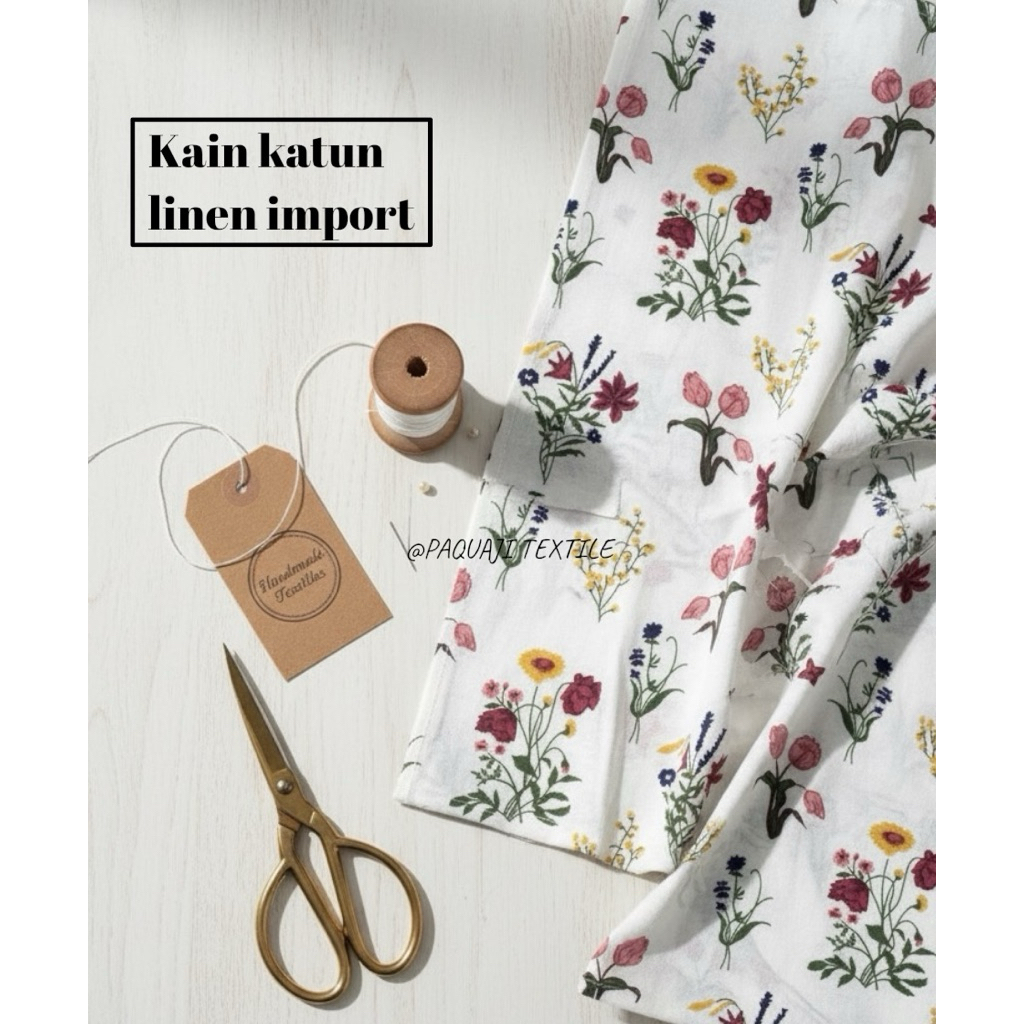 bahan kain katun linen rami motif/kain katun linen import/kain linen rami meteran termurah(harga ter