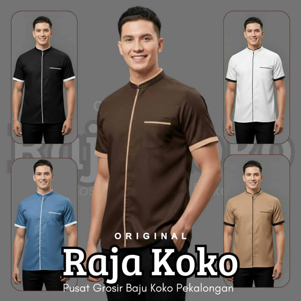 Baju Koko Pria Lengan pendek Motif Shaka Koko Kurta Muslim Modern M L XL XXL