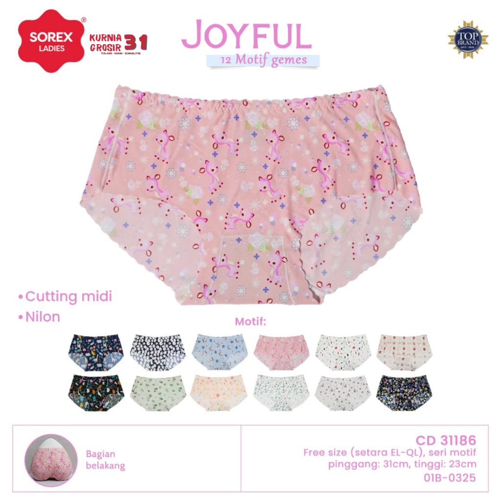 CD Wanita SOREX 31186 Tanpa Jahitan Seamless Tanpa Jahit Motif / Pakaian Dalam Wanita