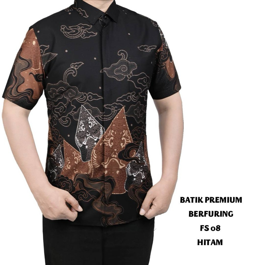 Lina Batik Distro - Fortun Remo Kemeja Batik Pria Lengan Pendek Slim Fit Modern Lapis Furing Trikot 