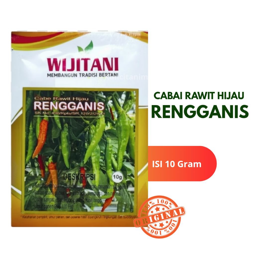 Benih Cabai Rawit Hijau RENGGANIS Cabai Rawit Hijau Tiype Merunduk (10 Gram)