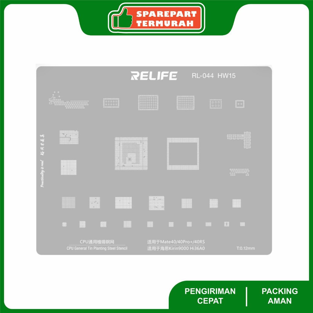 Cetakan Ic Bga Stancils RELIFE RL-044 HW15 FOR HUAWEI MATE 40 - MATE 40 PRO PLUS - HISILICON KIRIN90