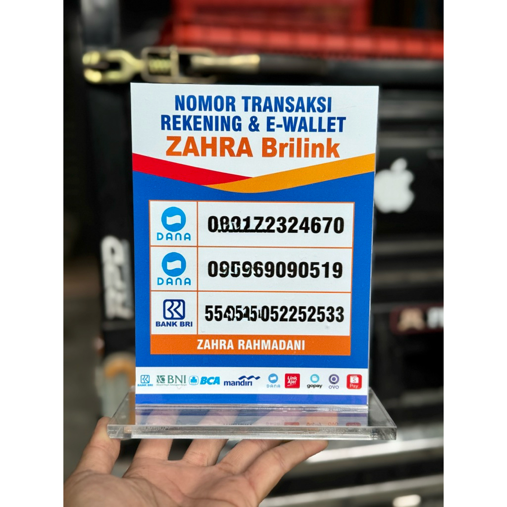 UKURAN 15x20CM AKRILIK MEJA AGEN BRI BRILINK BISA CUSTOM NAMA DAN REKENING