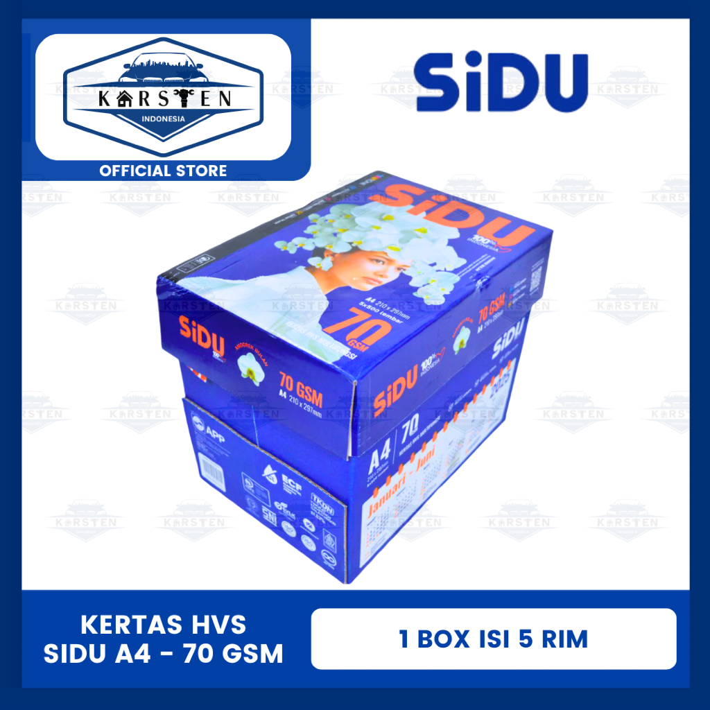 Kertas HVS Sidu A4 70 GSM 5 Rim