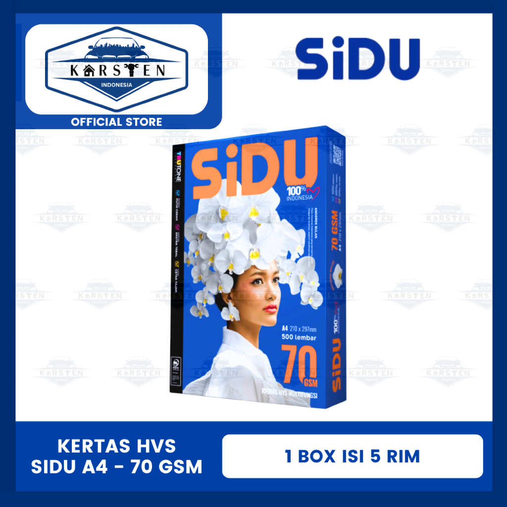 Kertas HVS Sidu A4 - 70 GSM (5 Rim)