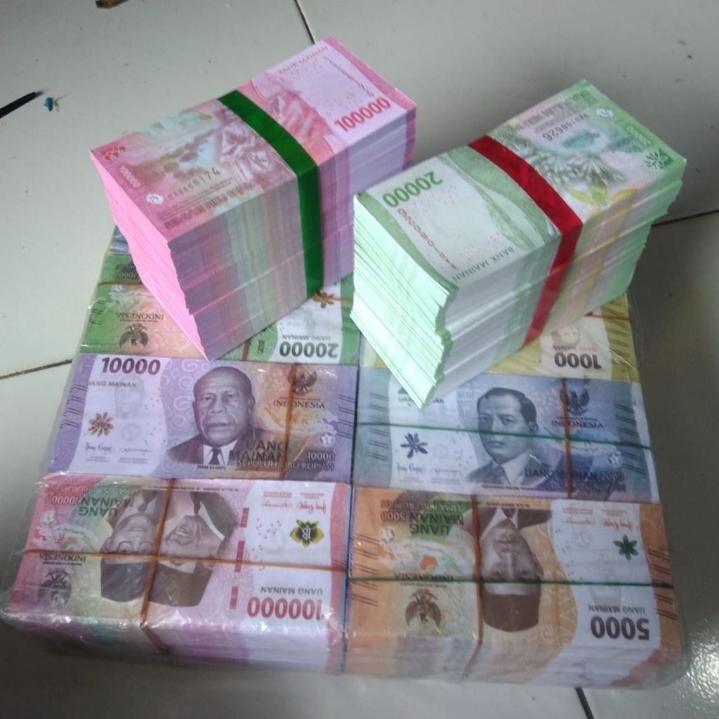 Mainan Uang-Uangan 1000lembar Campur seribuan sampek seratus ribuan
